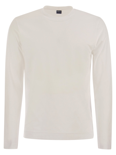 Shop Fedeli Extreme - Crew-neck T-shirt With Long Sleeves In Cream