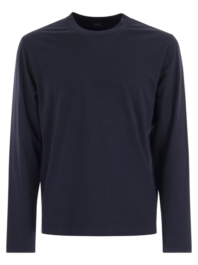 Shop Fedeli Extreme - Crew-neck T-shirt With Long Sleeves In Blue