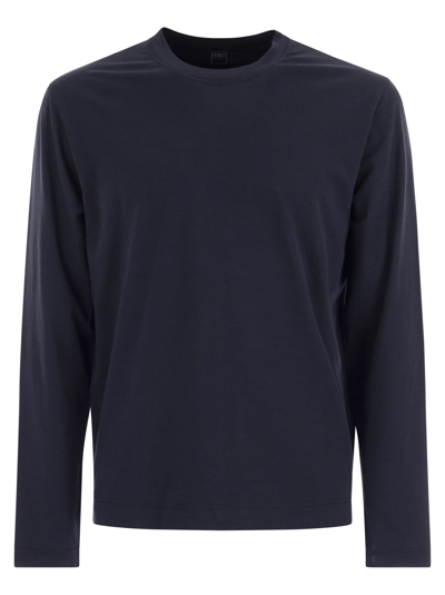 Fedeli Extreme - Crew-neck T-shirt With Long Sleeves In Blue