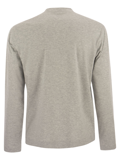 Shop Fedeli Extreme - Crew-neck T-shirt With Long Sleeves In Grey