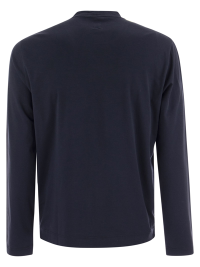 Shop Fedeli Extreme - Crew-neck T-shirt With Long Sleeves In Blue