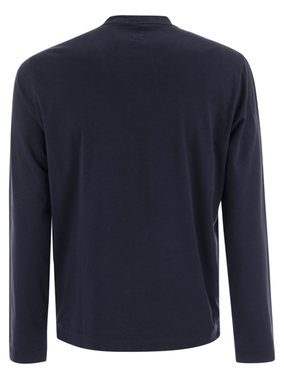Fedeli Extreme - Crew-neck T-shirt With Long Sleeves In Blue