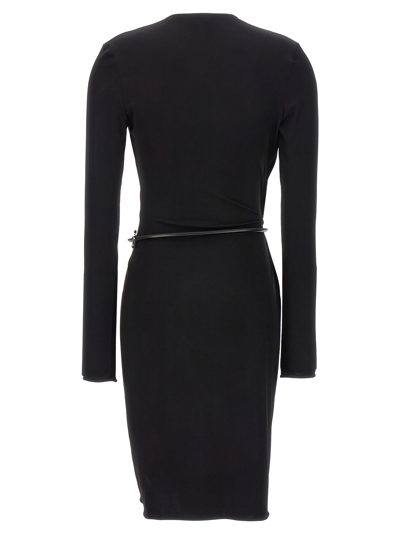 Shop Tom Ford Leather Jersey Dress In Black