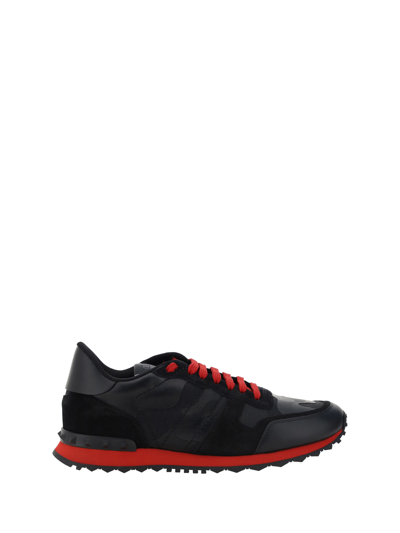 Shop Valentino Garavani Rockrunner Sneakers In Nero/rosso