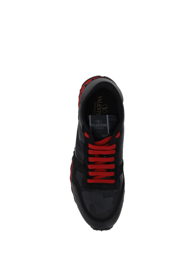 Shop Valentino Garavani Rockrunner Sneakers In Nero/rosso