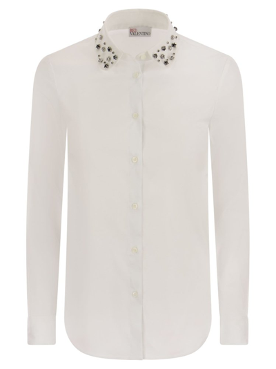 Shop Red Valentino Redvalentino Star Embroidered Long In White