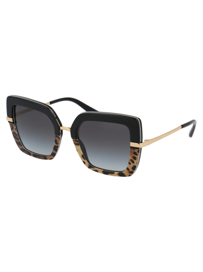 Shop Dolce &amp; Gabbana Eyewear 0dg4373 Sunglasses In 32448g Top Black On Print Leo/black