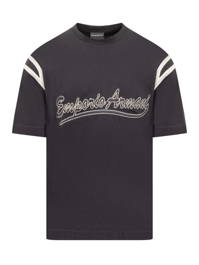 Shop Emporio Armani T-shirt With Logo In Blu Navy