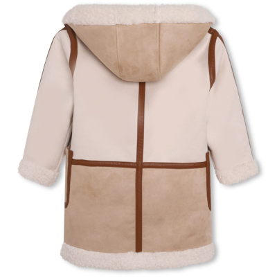 Shop Chloé Two-tone Coat With Hood In Cream