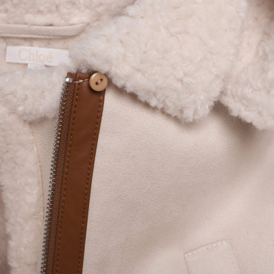 Shop Chloé Two-tone Coat With Hood In Cream