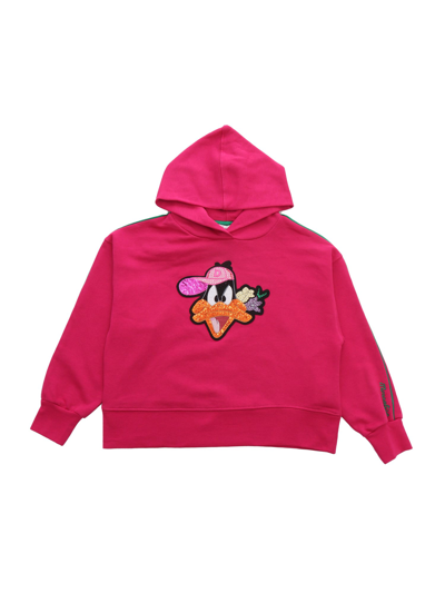 Shop Monnalisa Daffy Duck Hoodie In Pink