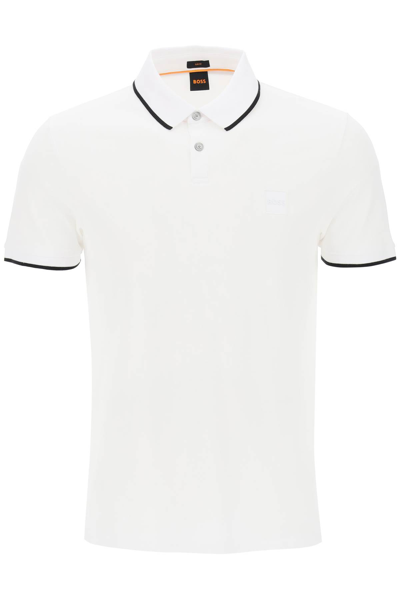 Shop Hugo Boss Passertip Slim Fit Polo Shirt In Cotton Piqué In White (white)
