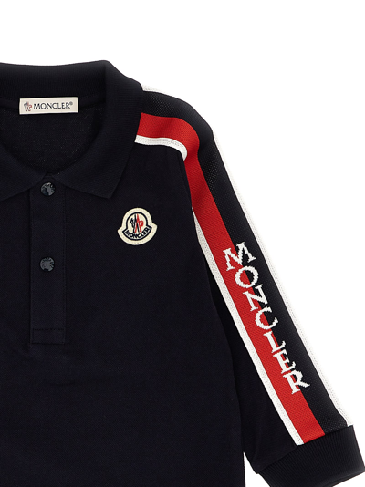 Shop Moncler Polo Contrasting Bands In Blue