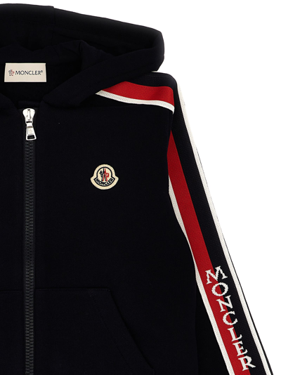 Shop Moncler Logo Patch Hoodie In Blue
