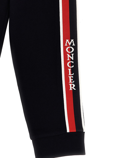 Shop Moncler Joggers With Contrast Bands In Blue