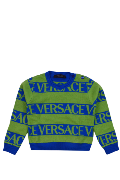 Shop Versace Sweater With Logo In Multicolor