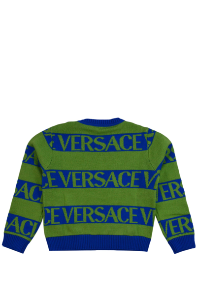 Shop Versace Sweater With Logo In Multicolor