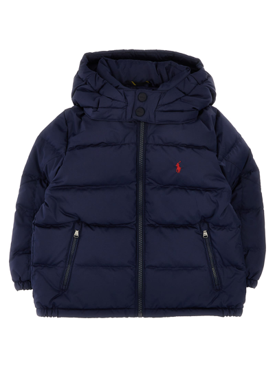 Shop Polo Ralph Lauren Logo Embroidery Down Jacket In Blue