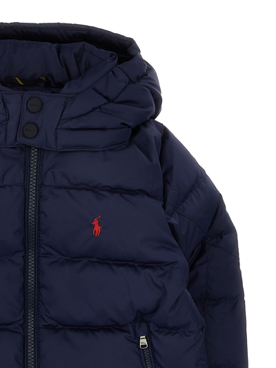 Shop Polo Ralph Lauren Logo Embroidery Down Jacket In Blue
