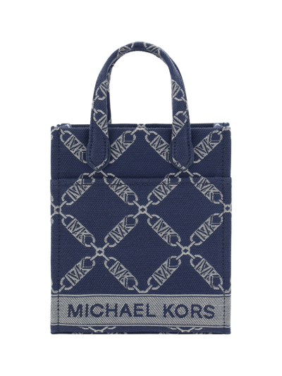 Shop Michael Kors Mini Gigi Tote Bag In Navy Multi