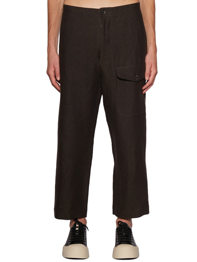 Shop Uma Wang Drawstring Cropped Trousers In Brown