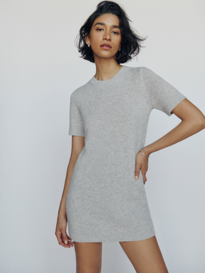 Shop Reformation Bell Cashmere Mini Dress In Foggy