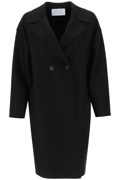 Shop Harris Wharf London Cocoon Coat In Pressed Wool In Black