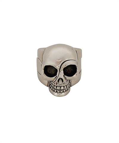 Shop Alexander Mcqueen Divided Skull Ring In Silver
