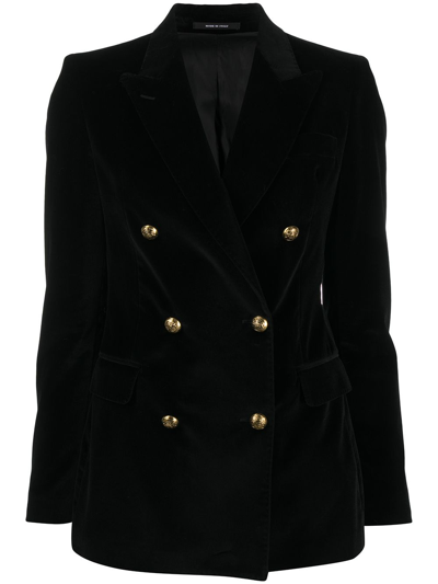 Shop Tagliatore Double-breasted Wool Blend Jacket In Black
