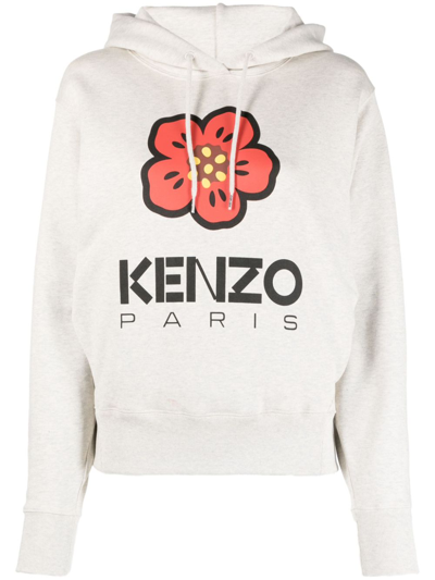 Shop Kenzo Paris Cotton Hoodie In Grey
