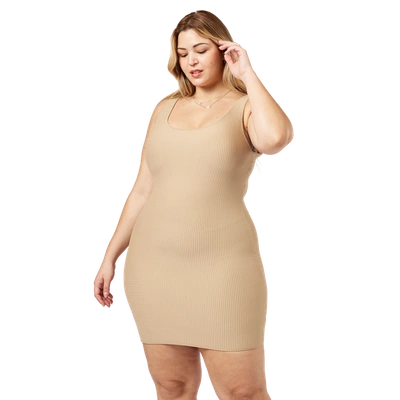 Shop Cozi Womens  Perfect Ribbed Knit Dress In Oat Milk