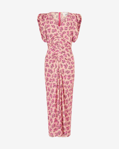 Shop Isabel Marant Gilya Silk Dress In Pink