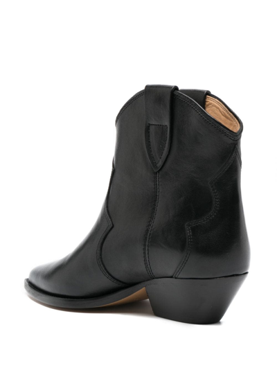 Shop Isabel Marant Pointed-toe Leather Ankle Boots In Black