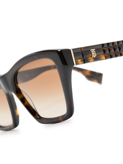 Shop Burberry Eyewear Stud-embellished Square-frames Sunglasses In Brown