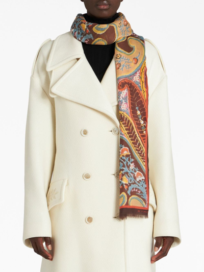 Shop Etro Paisley-print Modal Scarf In Brown