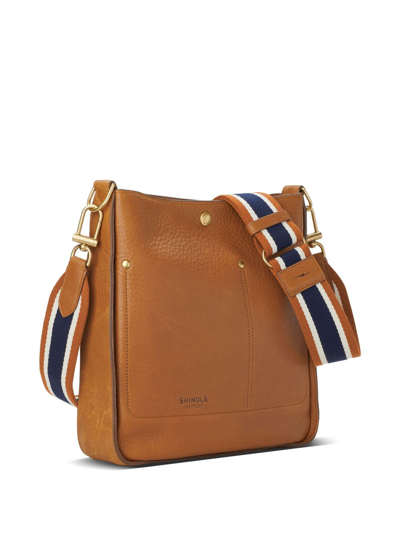 Shop Shinola The Pocket Leather Crossbody Bag In Brown