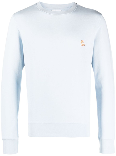 Shop Maison Kitsuné Chillax Fox-motif Cotton Sweatshirt In Blue