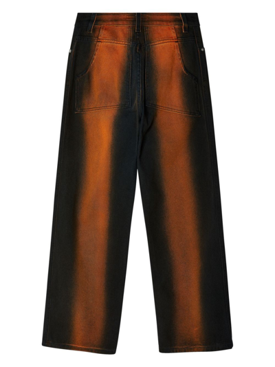 Shop Eckhaus Latta Gradient-effect Cotton Jeans In Brown