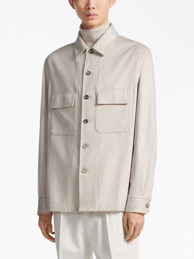 Shop Zegna Alba Oasi Cashmere Overshirt In White