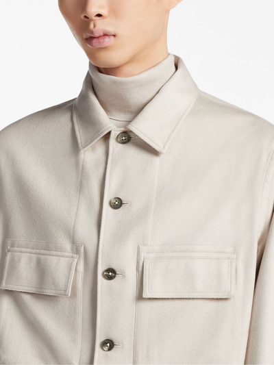 Shop Zegna Alba Oasi Cashmere Overshirt In White