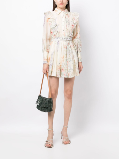 Shop We Are Kindred Primrose Floral-print Minidress In Neutrals