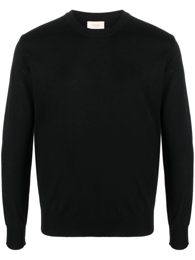 Shop Altea Crew-neck Fine-knit Jumper In Black