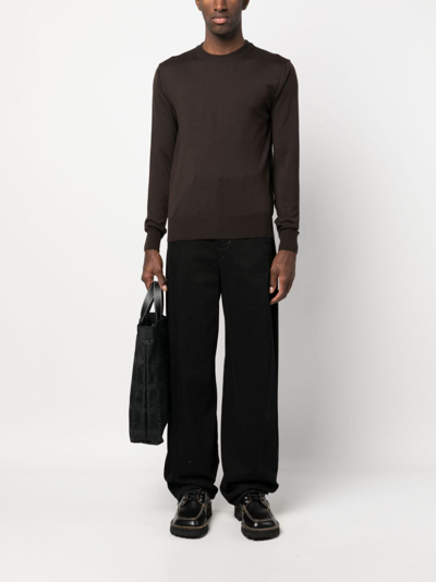 Altea Long-sleeved Fine-knit Jumper In Brown