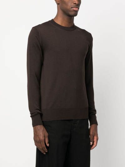 Altea Long-sleeved Fine-knit Jumper In Brown
