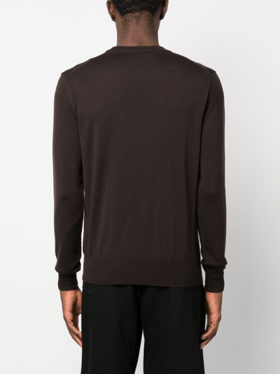 Altea Long-sleeved Fine-knit Jumper In Brown