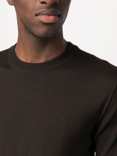 Altea Long-sleeved Fine-knit Jumper In Brown