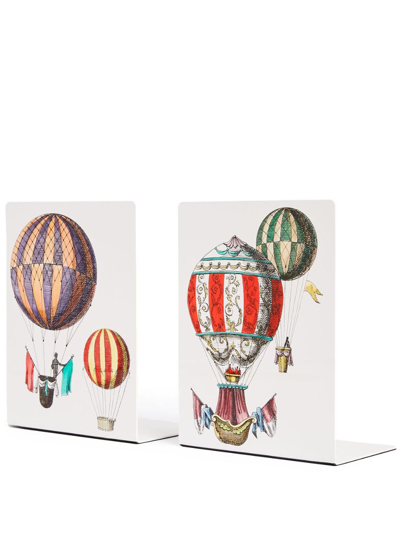 Shop Fornasetti Palloni Hand-painted Bookend Set In White