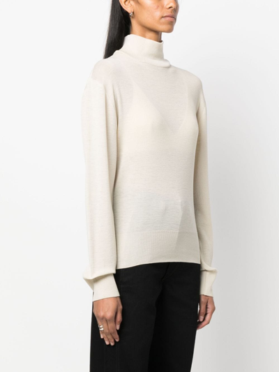 Shop Lemaire Funnel-neck Wool Jumper In Neutrals