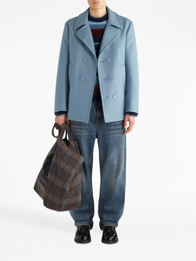 Shop Etro Notched-collar Double-breasted Blazer In Blue