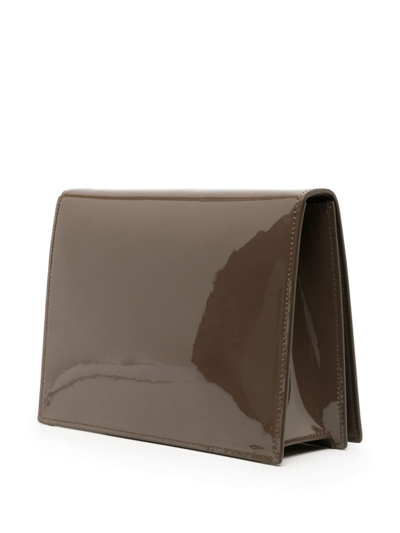 Dolce & Gabbana Dg Logo Patent Leather Crossbody Bag In Brown
